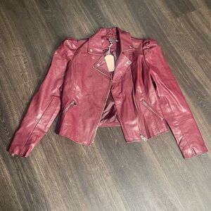 Blashe Burgundy Faux Leather Jacket size M
